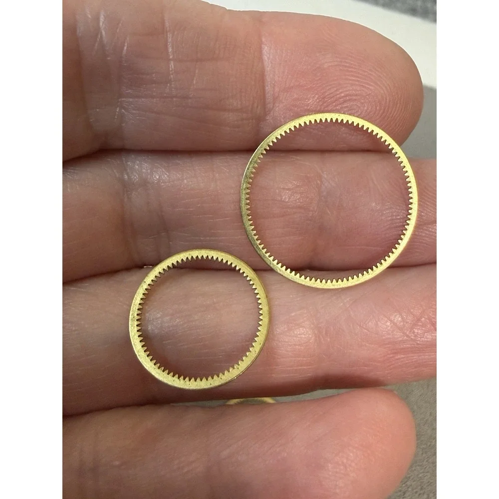 70 Flat Watch Ring Gears Gold Brass steampunk Part Wheel Lot Vtg internal tooth